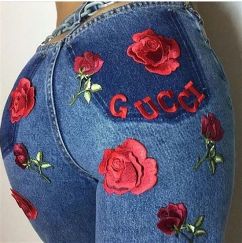 gucci jeans with roses|gucci denim pants.